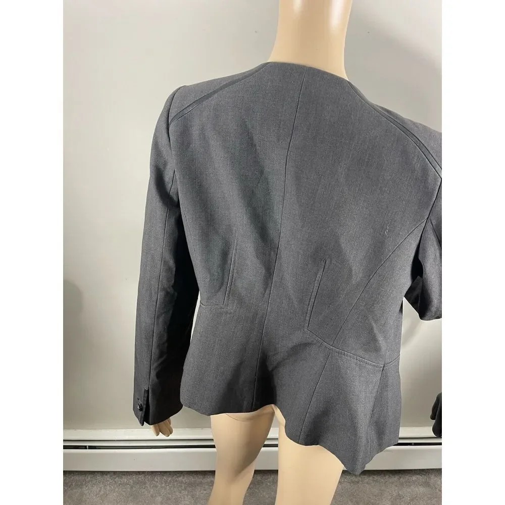 Calvin Klein‎ Womens Petite Zip Up Grommet Blazer Jacket Black 14P